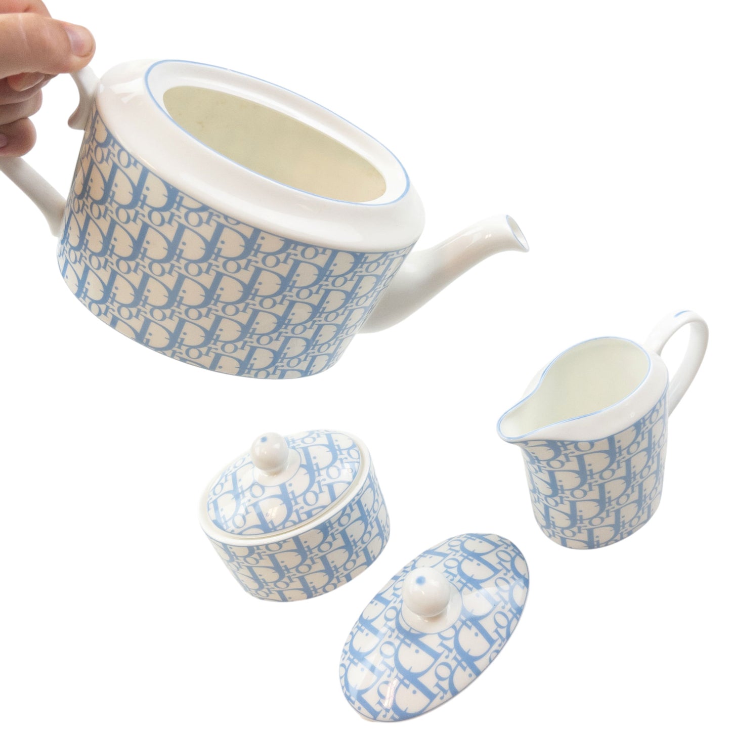 Vintage 2000s Dior Monogram Fine Bone China Tea Set