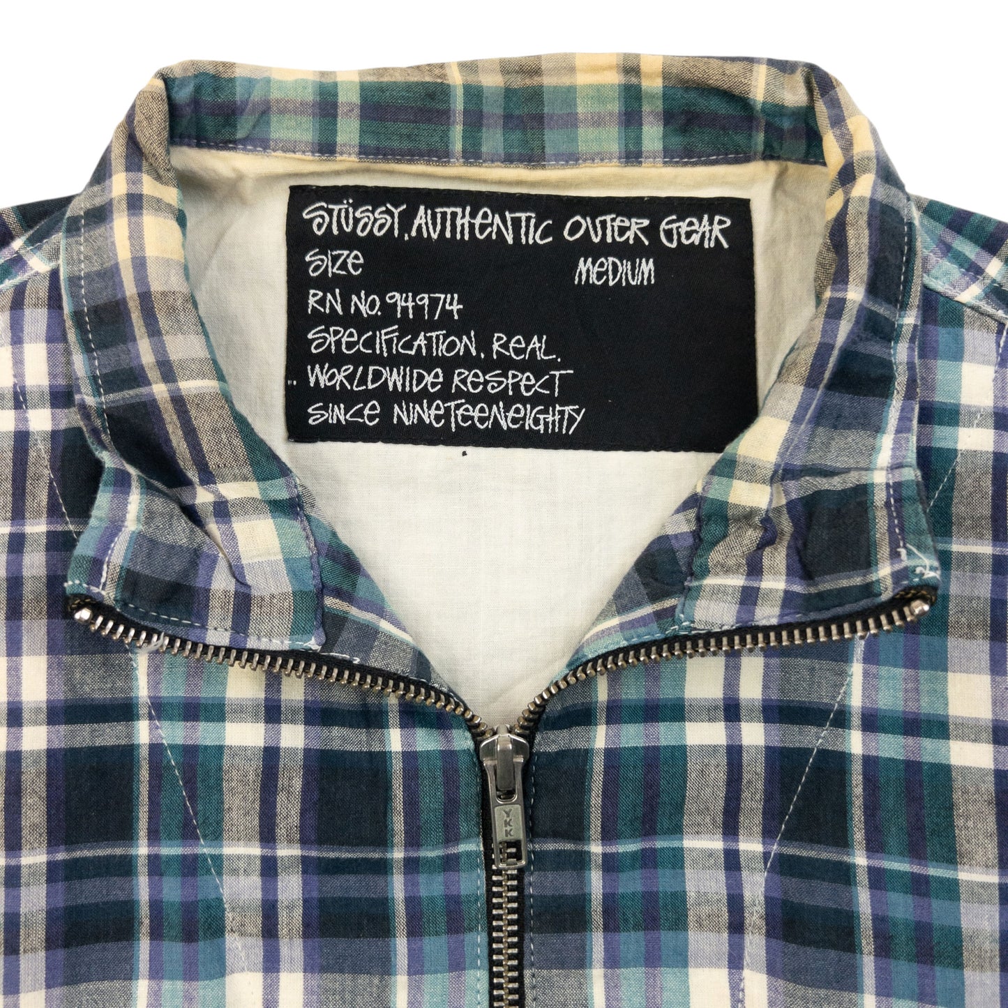 Vintage 2000s Stussy Checkered Zip Up Jacket Size M