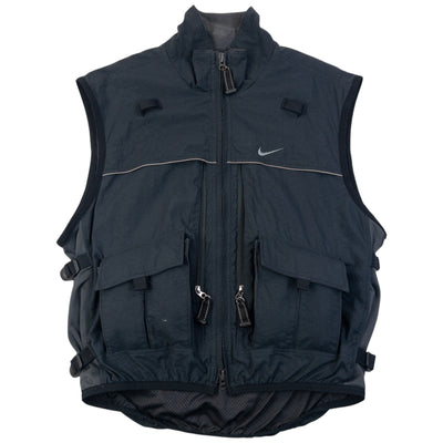 Vintage 2000s Nike ACG Multi Pocket Cargo Vest Gilet in black (polyester), embroidered logos