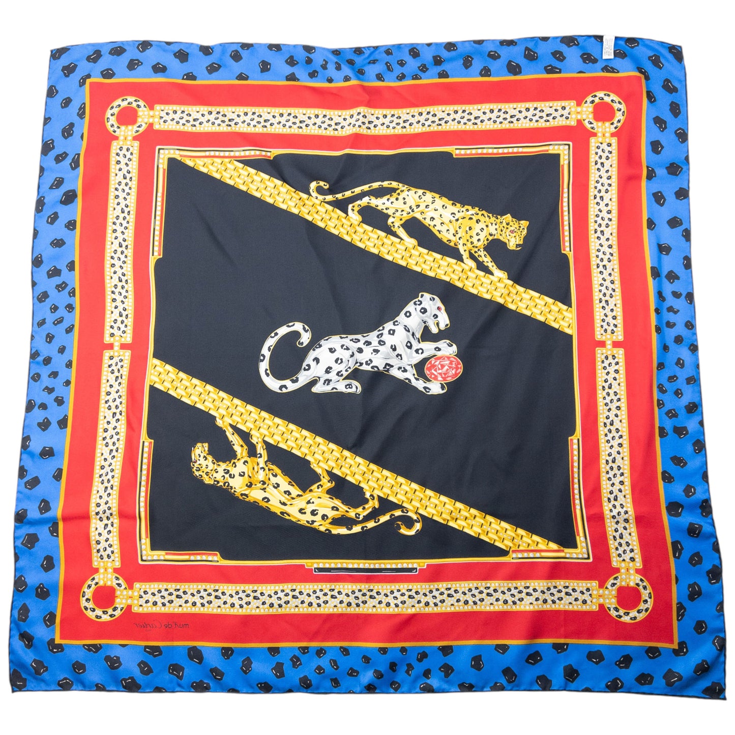 Vintage 90s Cartier Panther Print Silk Scarf