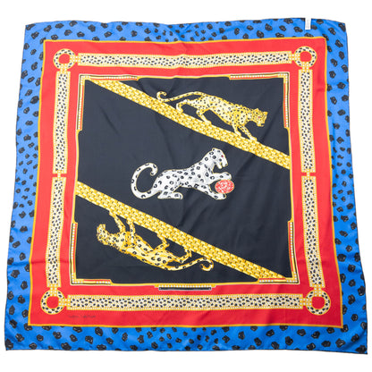 Vintage 90s Cartier Panther Print Silk Scarf
