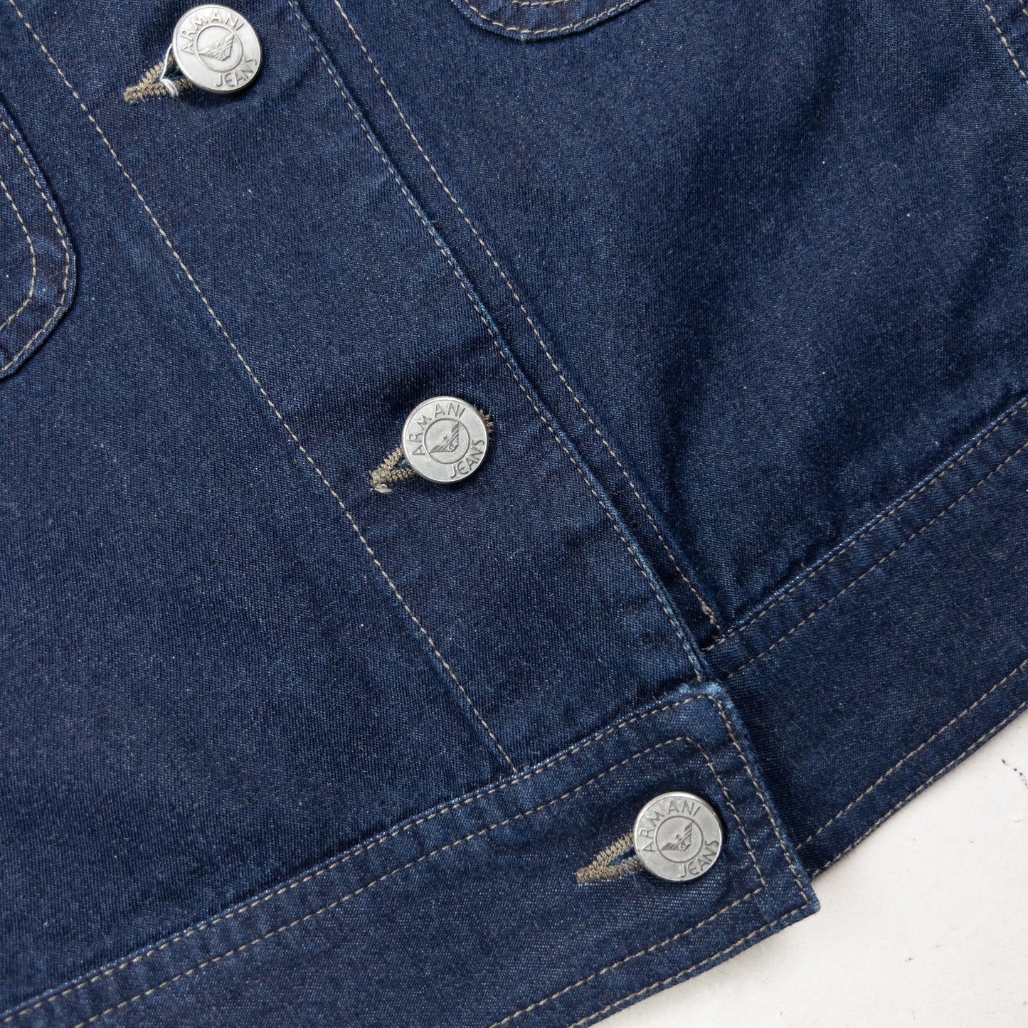 Vintage 90s Armani Jeans Button Up Denim Top Womens Size M