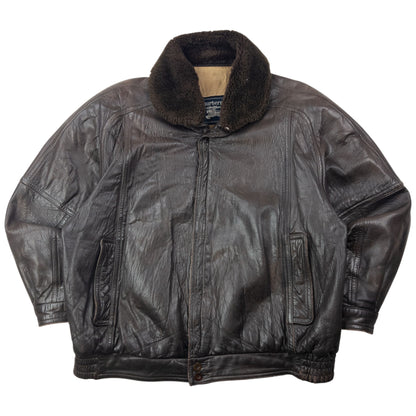 Vintage 80s Burberry Zip Up Leather Jacket Size XL