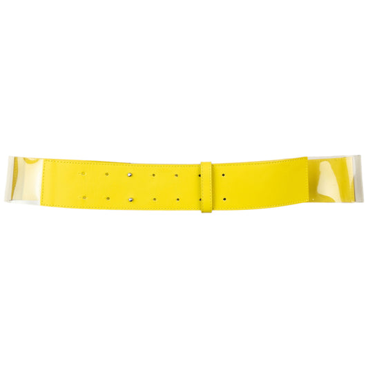 Vintage 2000s Issey Miyake Leather & Clear Vinyl Belt Size XL