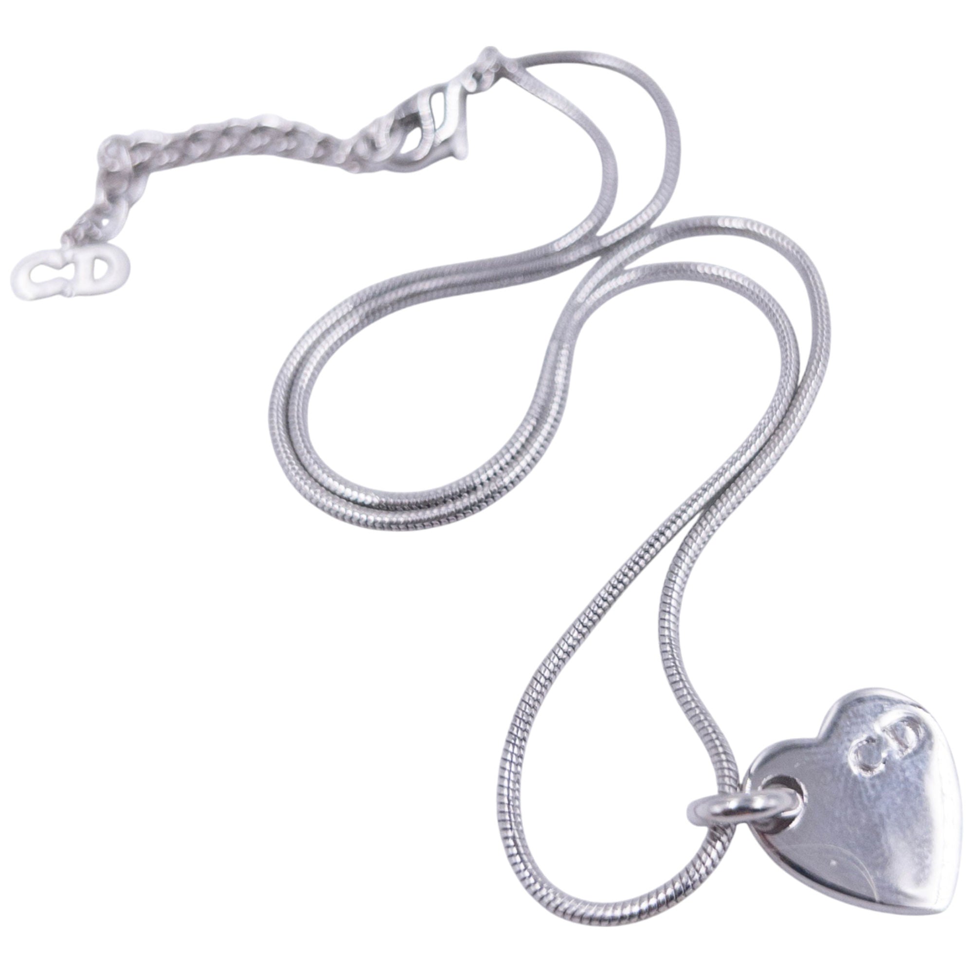Vintage Dior Silver Heart Charm Necklace