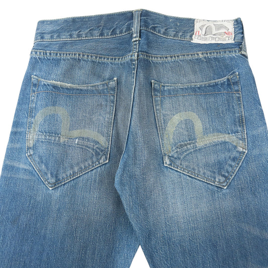 Vintage Puma X Evisu Double Gull Japanese Denim Jeans Size W30