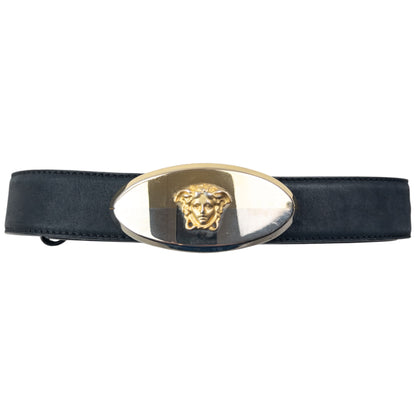 Vintage 90s Gianni Versace Medusa Buckle Leather Belt Size M