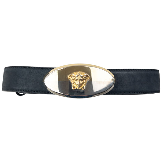 Vintage 90s Gianni Versace Medusa Buckle Leather Belt Size M