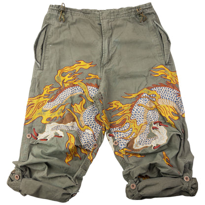 Vintage 2000s Maharishi Embroidered Dragon Roll Up Trousers Size S