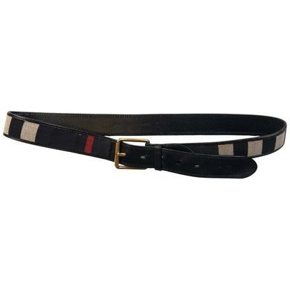 Vintage 2000s Burberry Nova Check Leather Belt Size XL
