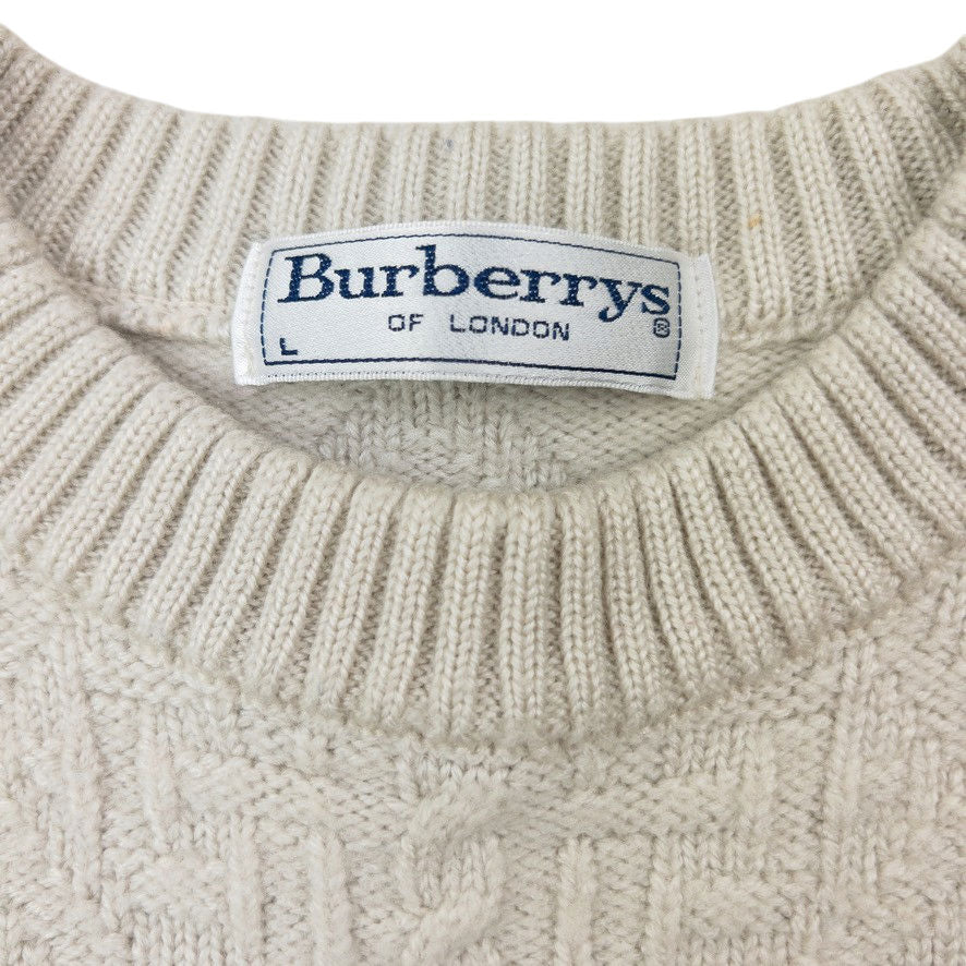 Vintage 90s Burberry Embroidered Wool Knit Jumper Womens Size S