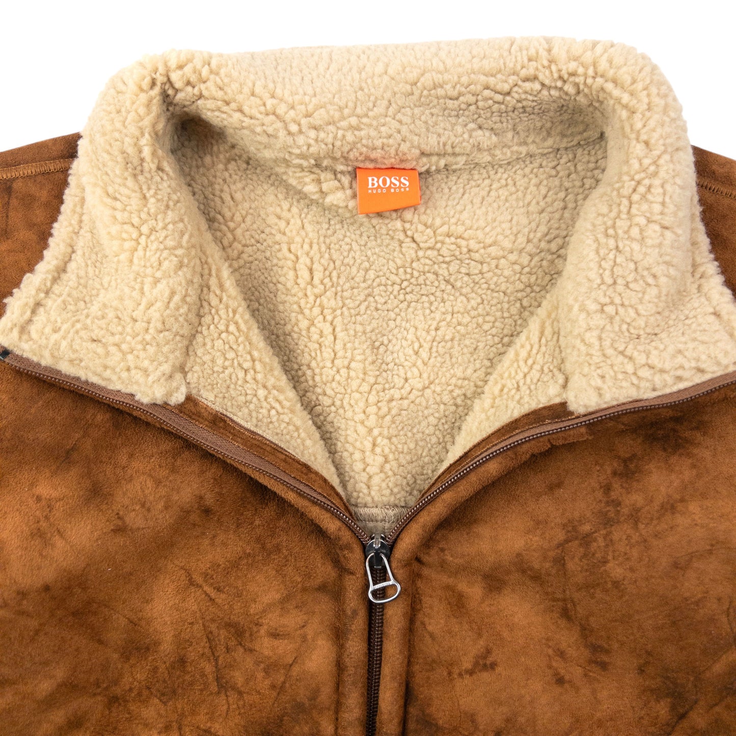 Vintage 90s Hugo Boss Fleece Lined Suede Jacket Size XL
