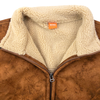 Vintage 90s Hugo Boss Fleece Lined Suede Jacket Size XL