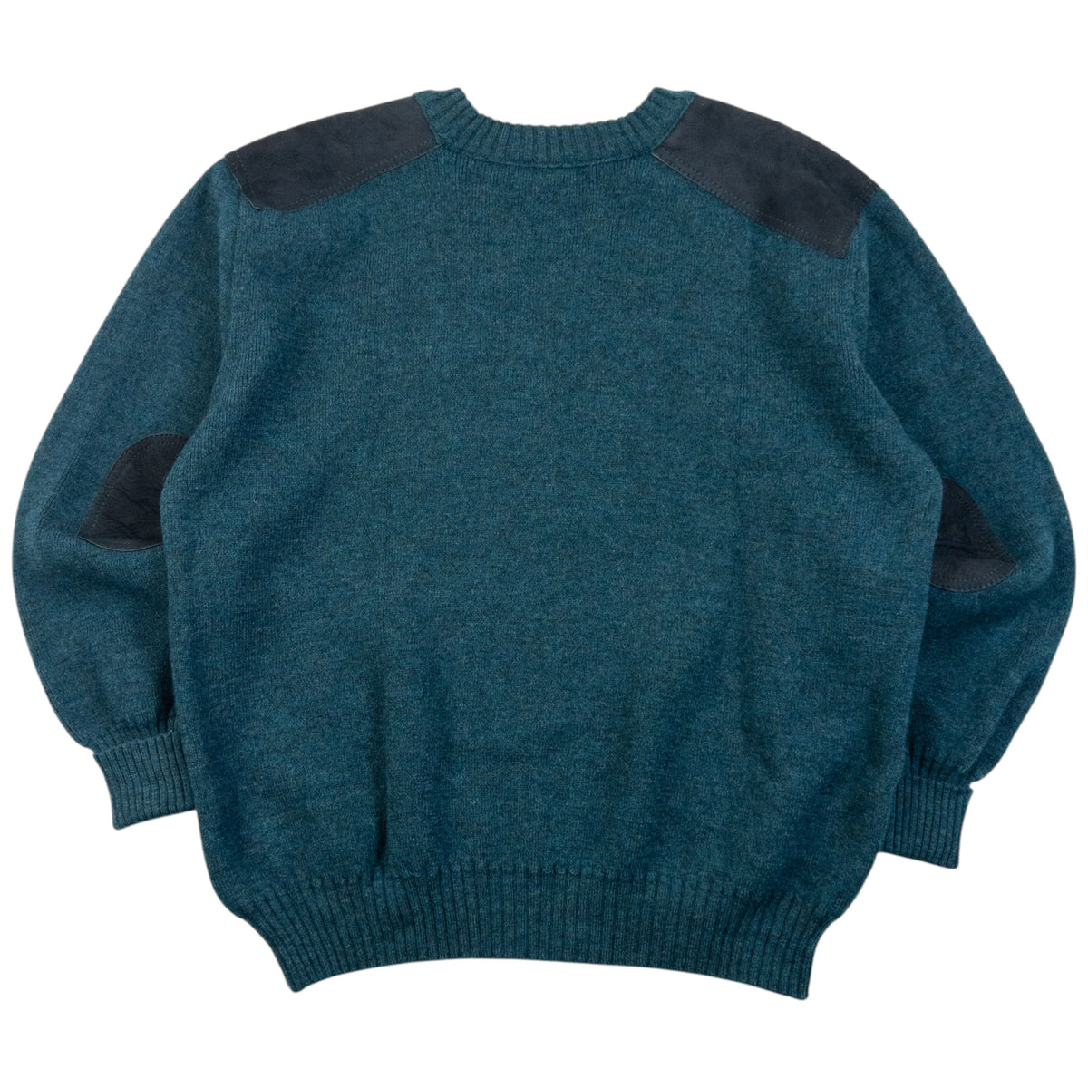 Vintage 90s Burberry Suede Patch Wool Jumper in blue, photo 2