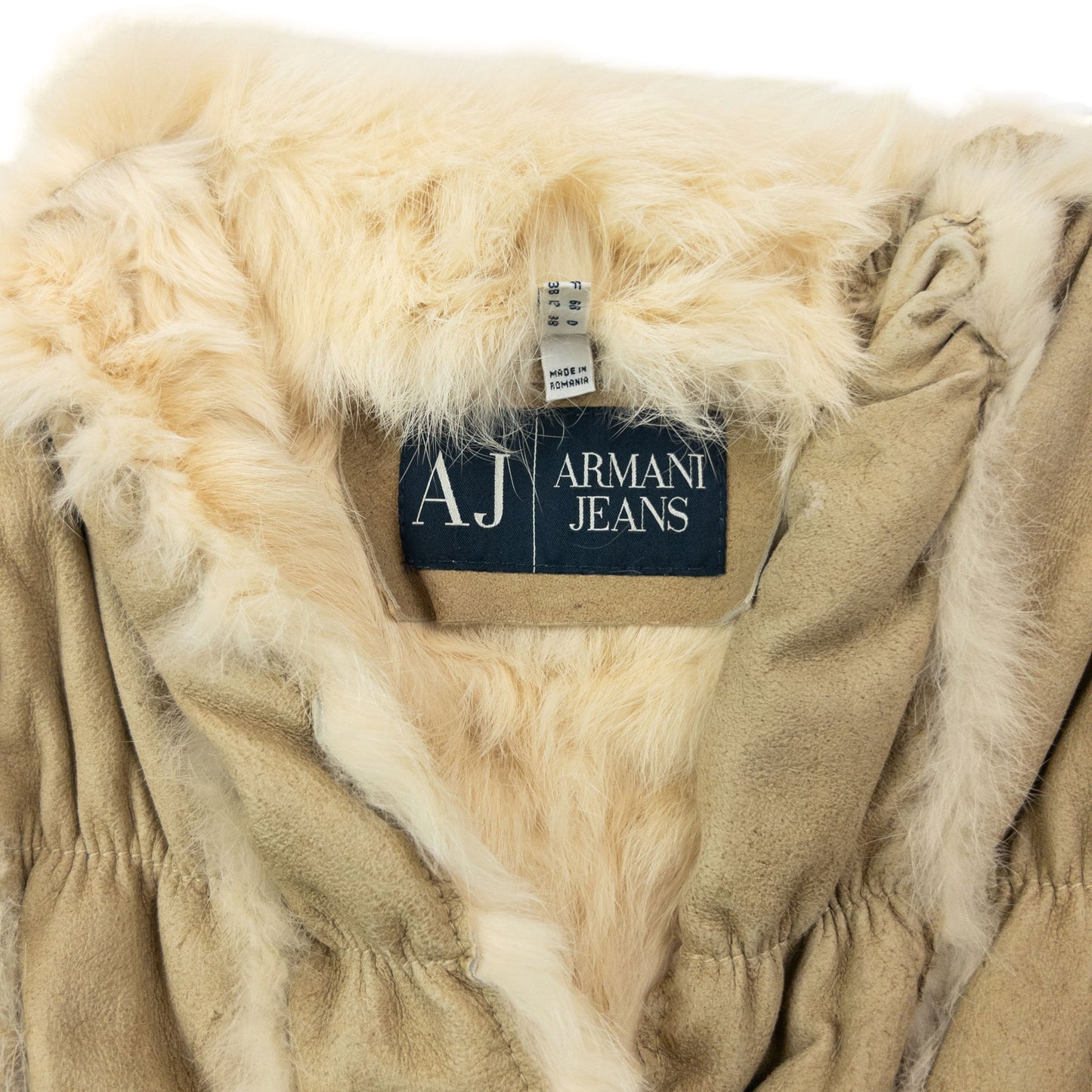 Vintage 2000s Armani Jeans Fur Lined Suede Gilet Womens Size L