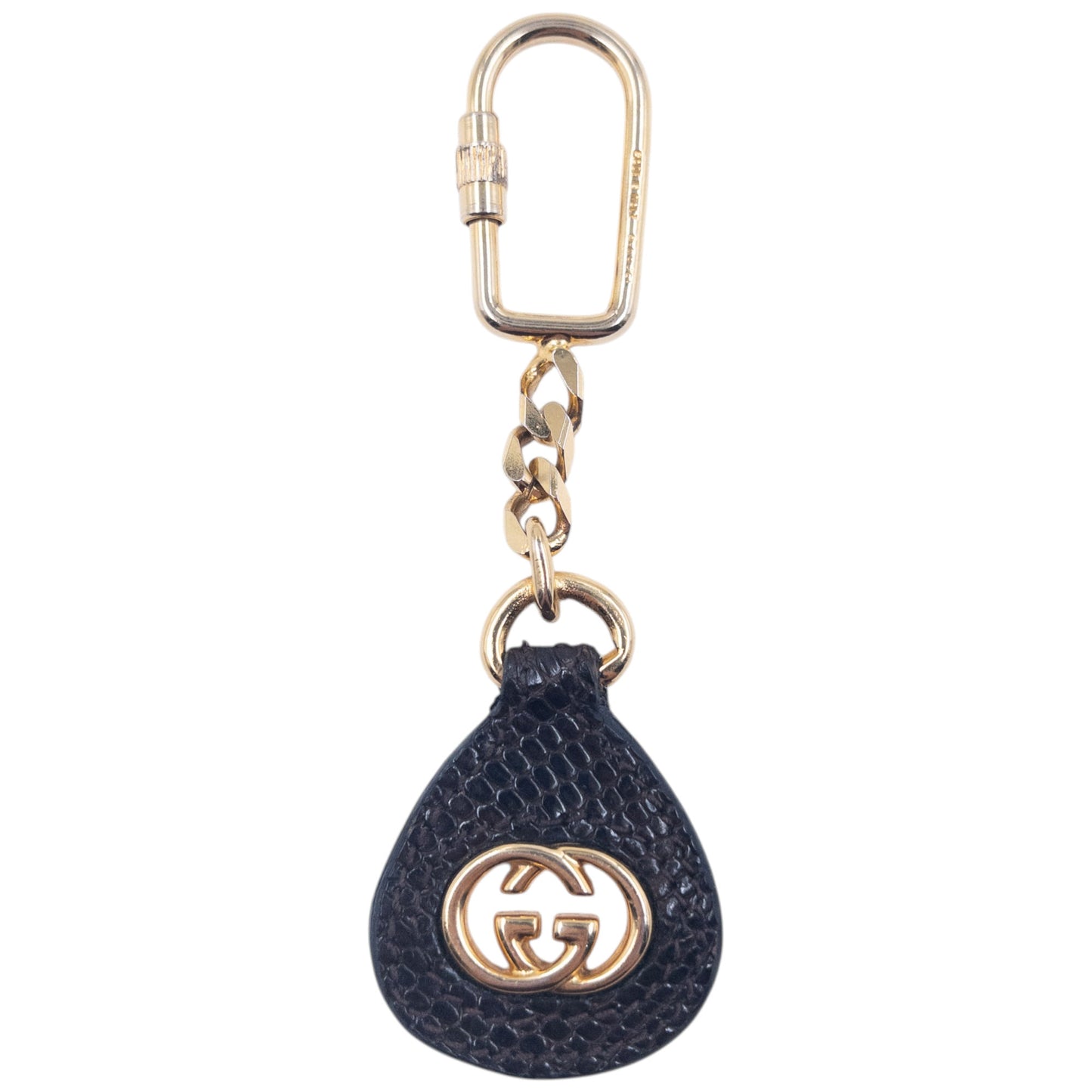 Vintage 90s Gucci Leather Tag Carabiner Key Ring