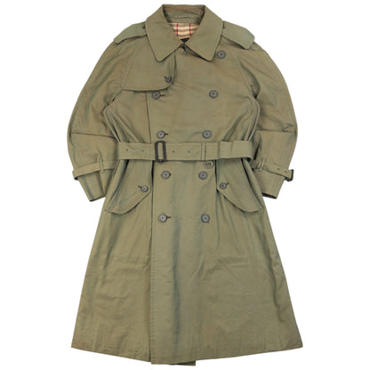 Vintage 90s Burberry Nova Check Lined Belt Waist Trench Jacket in green (cotton), iridescent effect