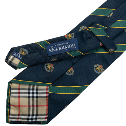 Vintage 80s Burberry Striped Monogram Silk Tie