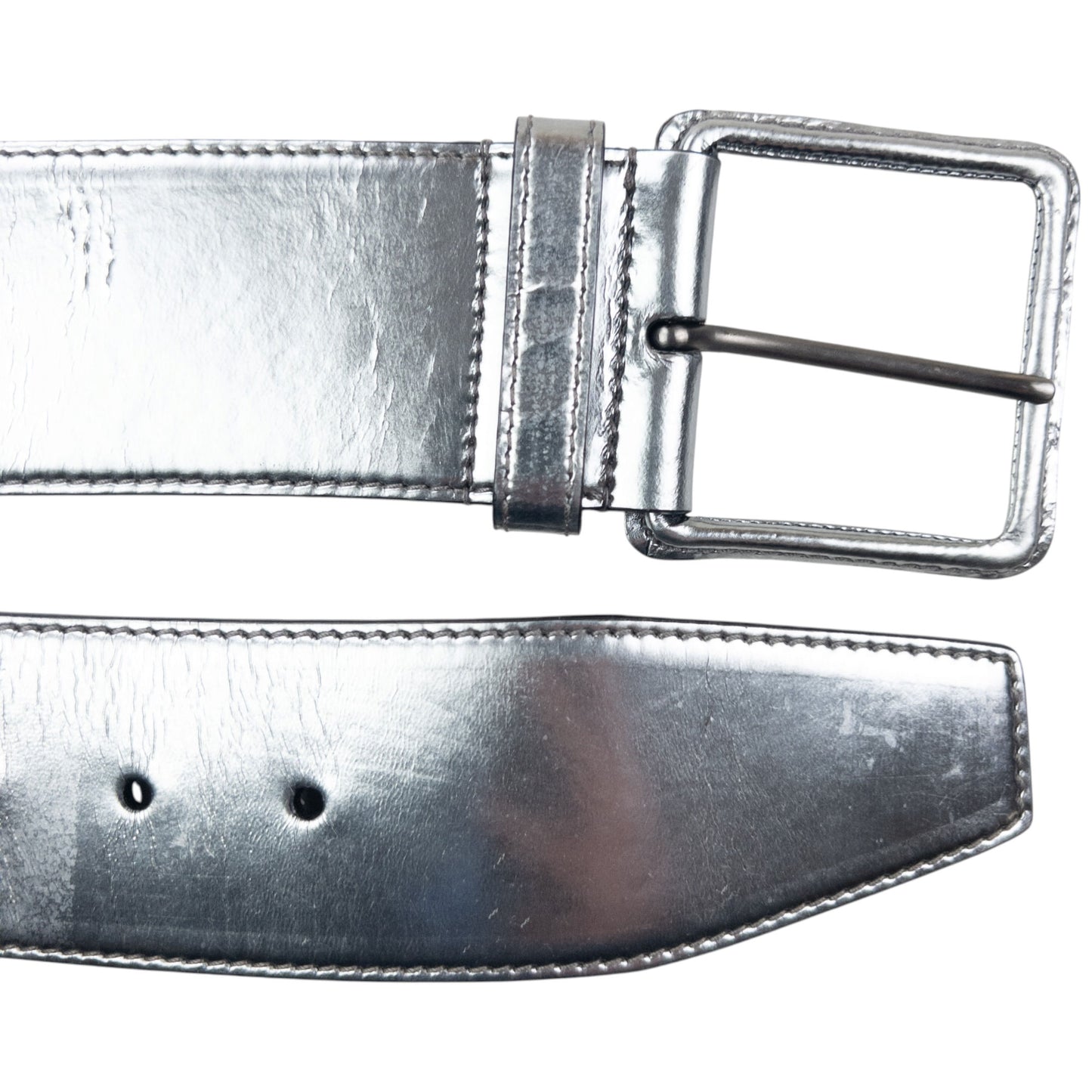 Vintage 2000s Miu Miu Metallic Leather Belt Size W26