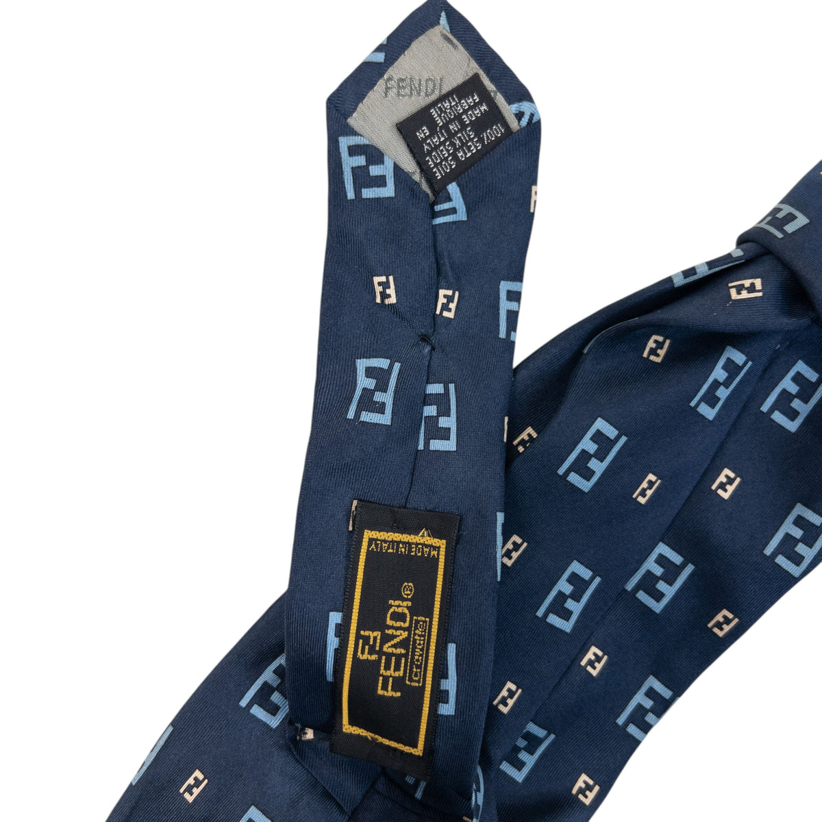 Vintage Fendi Monogram Silk Tie in blue, photo 7