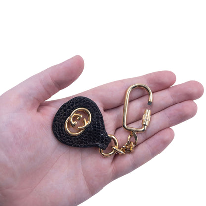 Vintage 90s Gucci Leather Tag Carabiner Key Ring