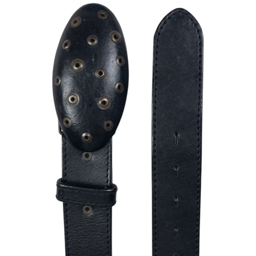 Vintage Armani Jeans Embroidered Leather Belt Size W38