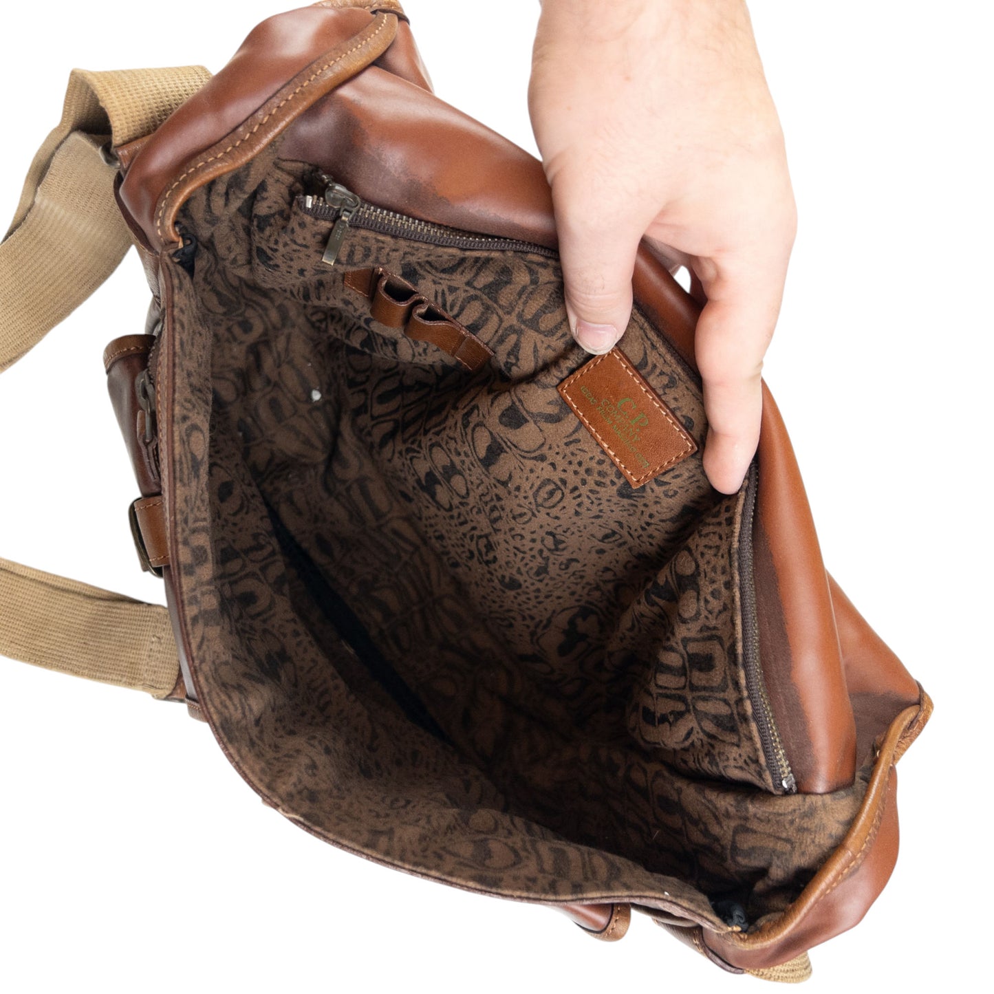 Vintage CP Company Leather Messenger Crossbody Bag