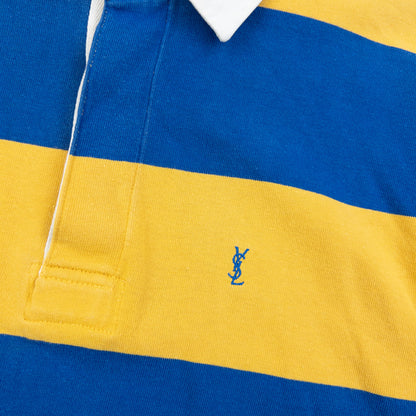 Vintage 80s YSL Yves Saint Laurent Striped Long Sleeve Rugby Polo Shirt Size S