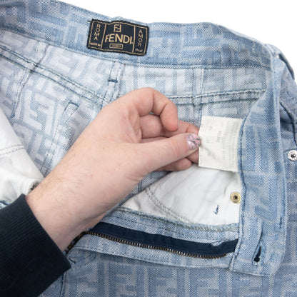 Vintage 90s Fendi Monogram Lightweight Denim Jeans Size W26