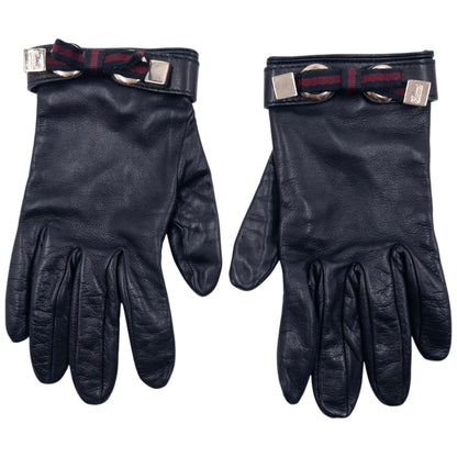 Vintage 2000s Gucci Bow Detail Leather Gloves Size M