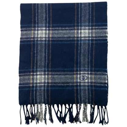 Vintage 80s Gucci Checkered Cashmere Tassel Scarf