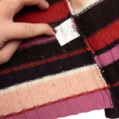 Vintage PPFM Striped Zip Up Knit Jumper Womens Size S