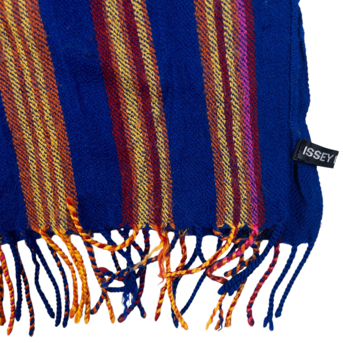Vintage 2000s Issey Miyake Striped Wool Tassel Scarf