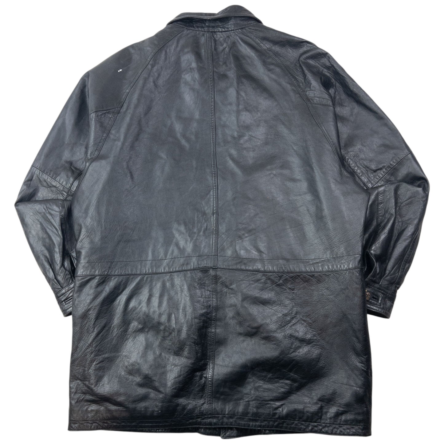 Vintage 80s Hugo Boss Zip Up Leather Jacket Size XXL