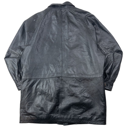 Vintage 80s Hugo Boss Zip Up Leather Jacket Size XXL