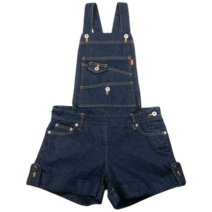 Vintage Stussy Embroidered Denim Short Dungarees Womens Size M