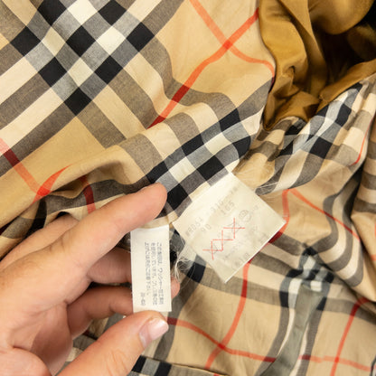 Vintage 90s Burberry Nova Check Lined Trench Jacket Size XL