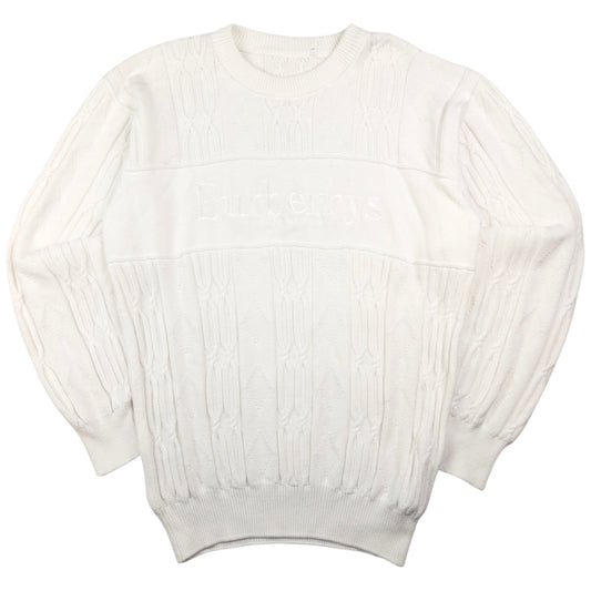 Vintage Burberry Embroidered Cable Knit Jumper Size S
