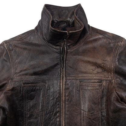 Vintage Armani Jeans Cropped Leather Jacket Womens Size M