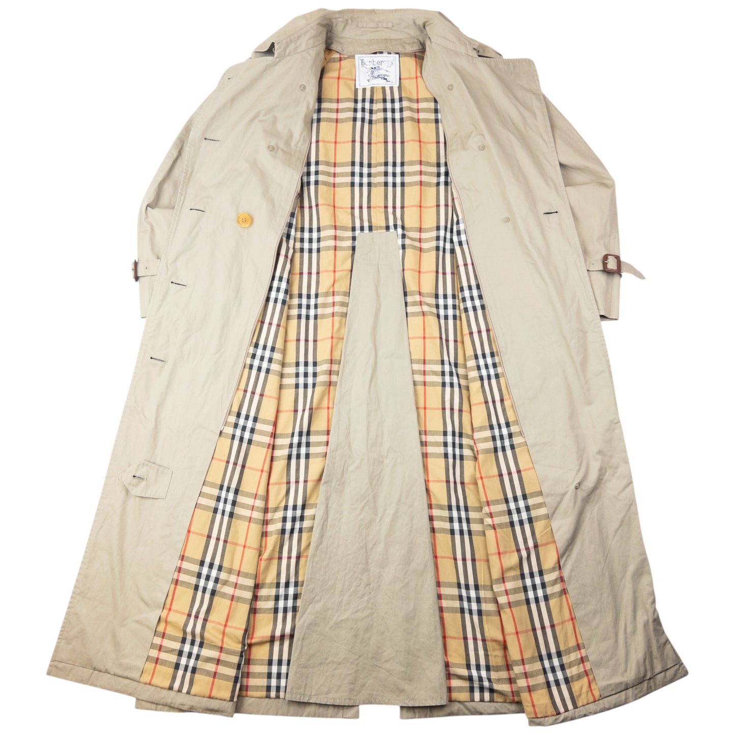 Vintage 80s Burberry Nova Check Lined Trench Jacket Size M