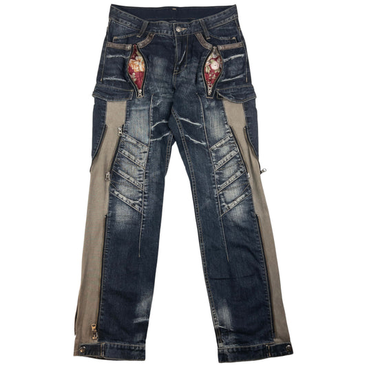 Vintage PPFM Multi Zip Denim Jeans Size W32