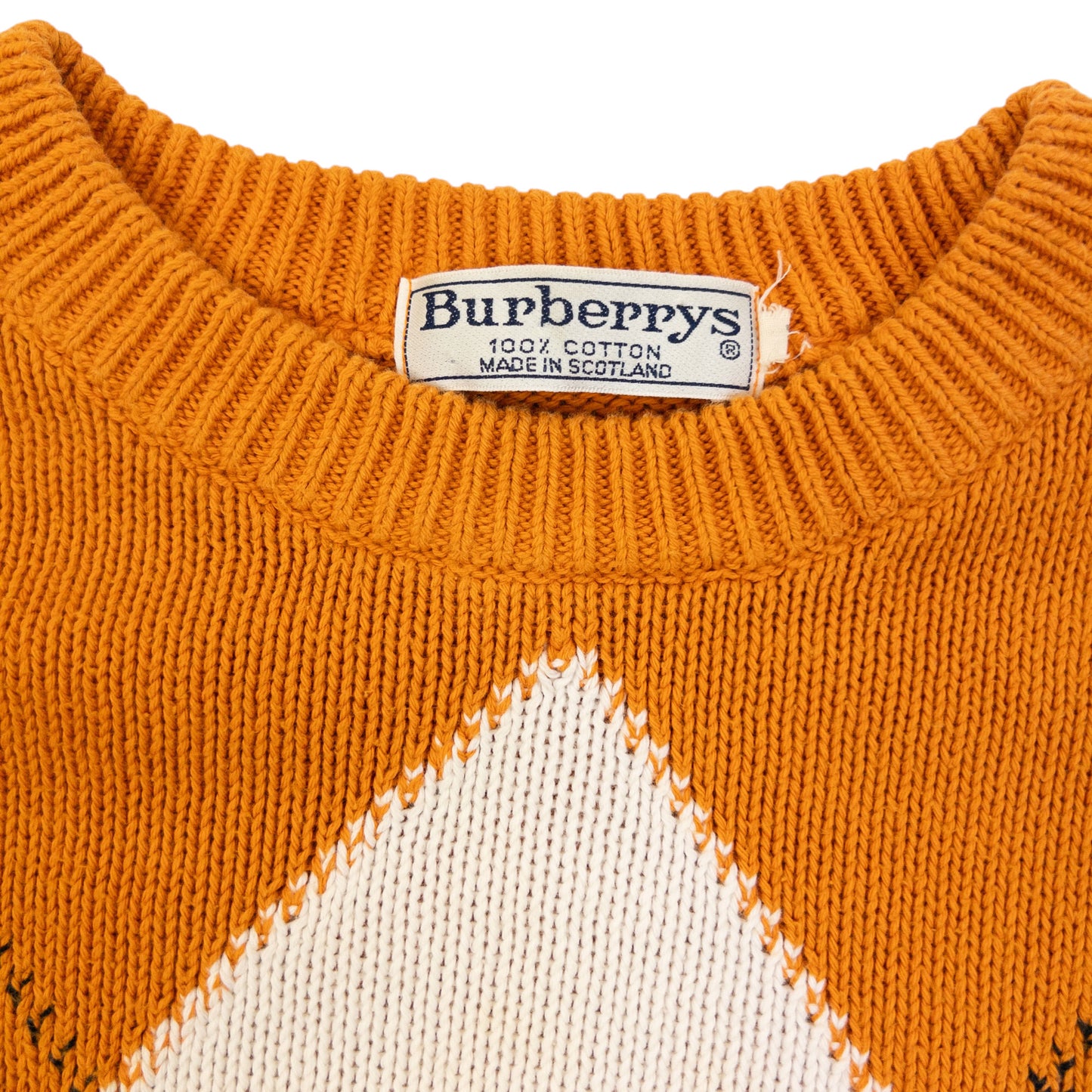 Vintage 90s Burberry Argyle Knit Jumper Size M