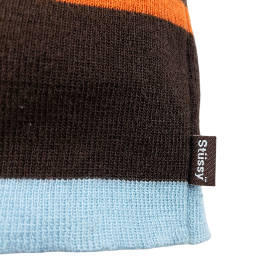 Vintage 2000s Stussy Striped Beanie Hat