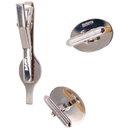 Vintage 90s Burberry Cufflinks & Tie Clip Set