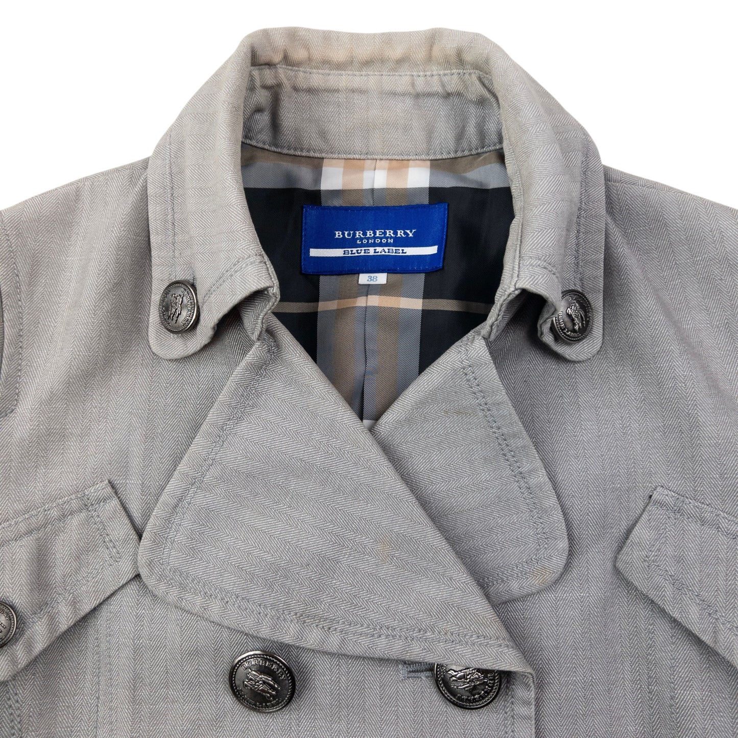 Vintage 2000s Burberry Blue Label Nova Check Lined Trench Jacket Womens Size M