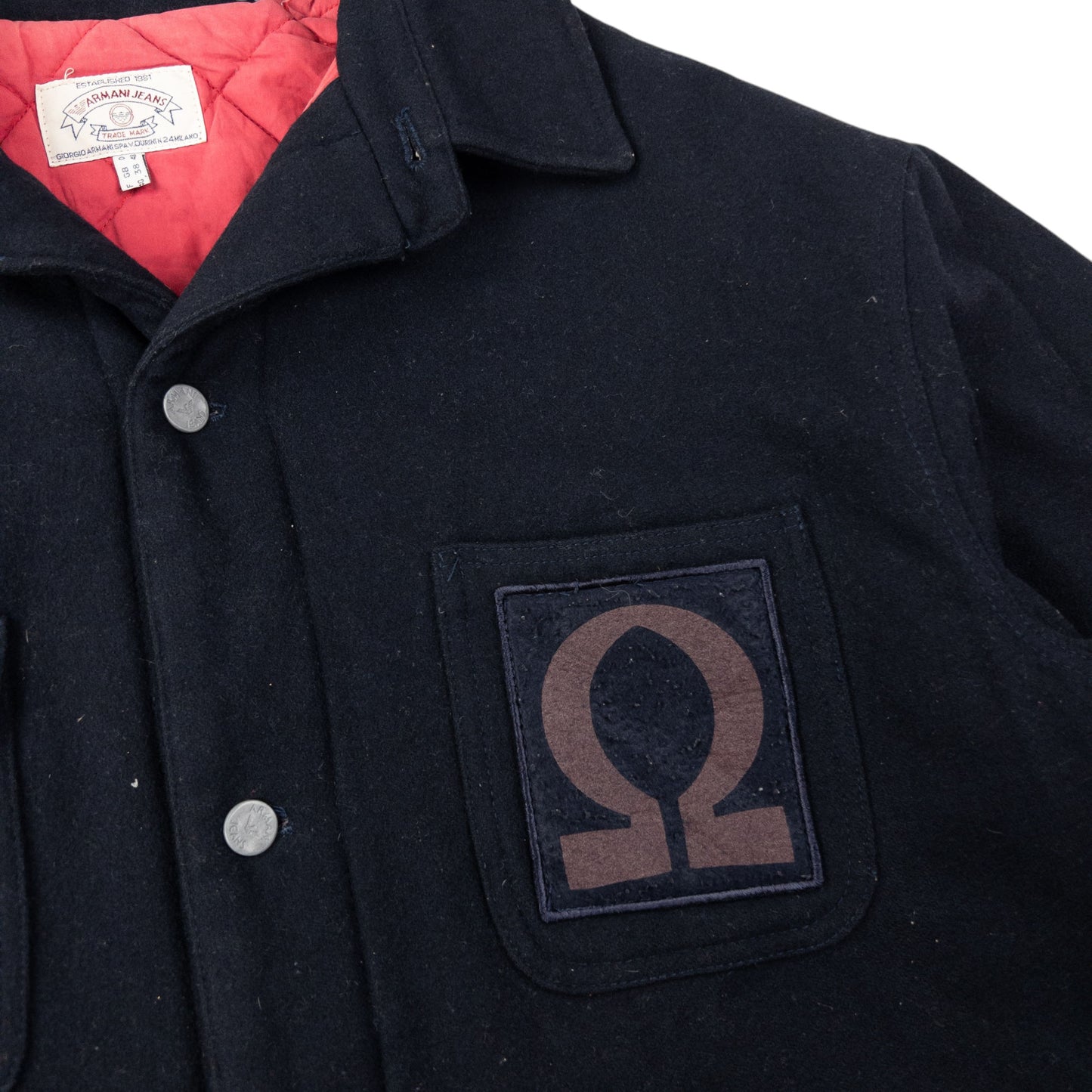 Vintage Armani Jeans Omega Button Up Wool Jacket Size XL