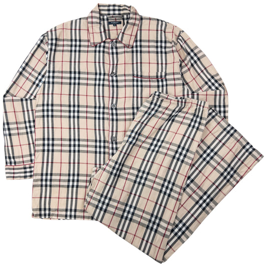 Vintage 2000s Burberry Nova Check Shirt & Bottoms Pyjama Set Size XL