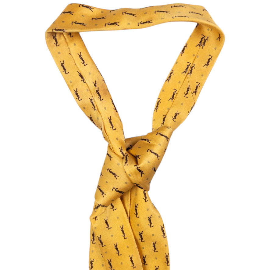 Vintage YSL Yves Saint Laurent Monogram Silk Tie