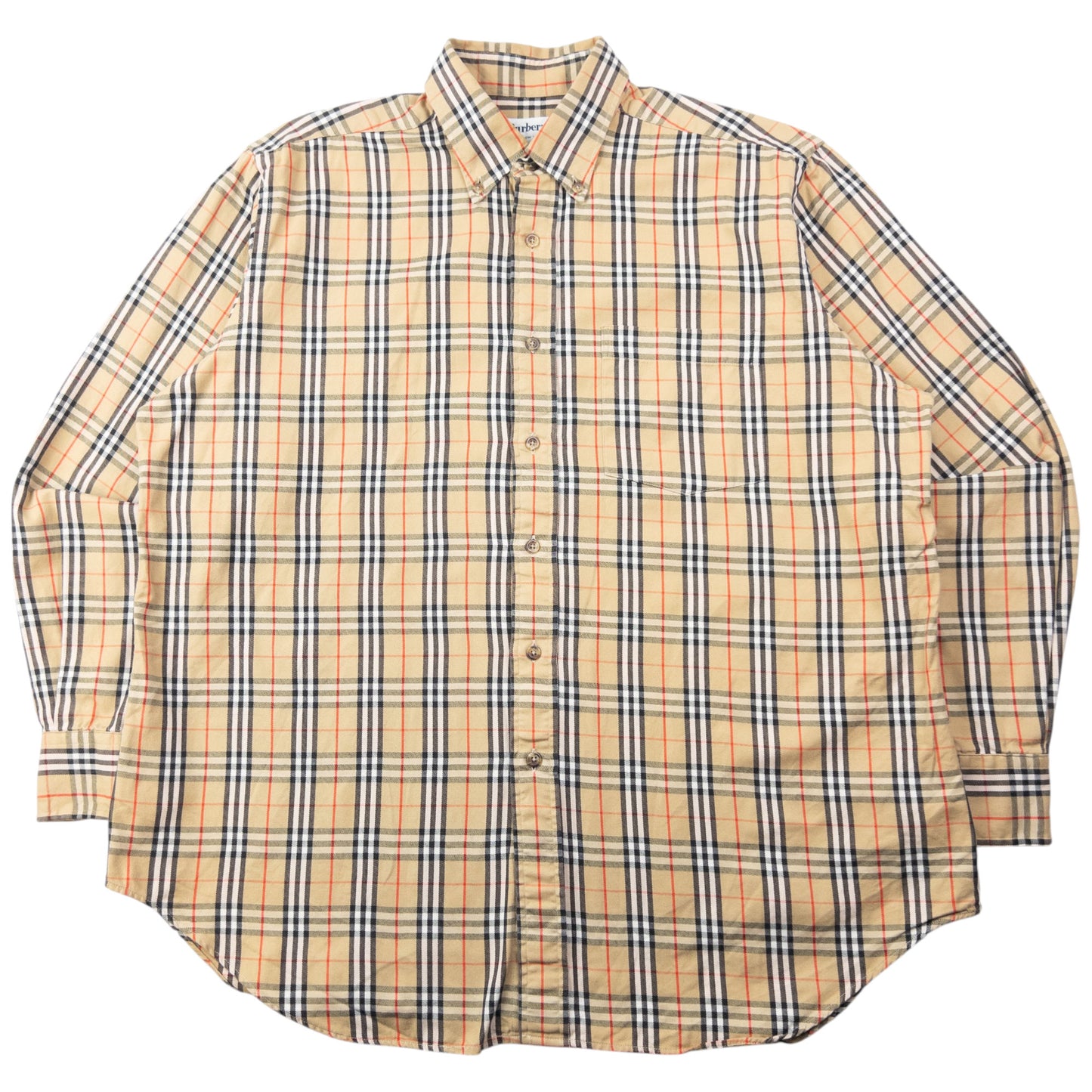 Vintage 90s Burberry Nova Check Long Sleeve Button Up Shirt Size XL