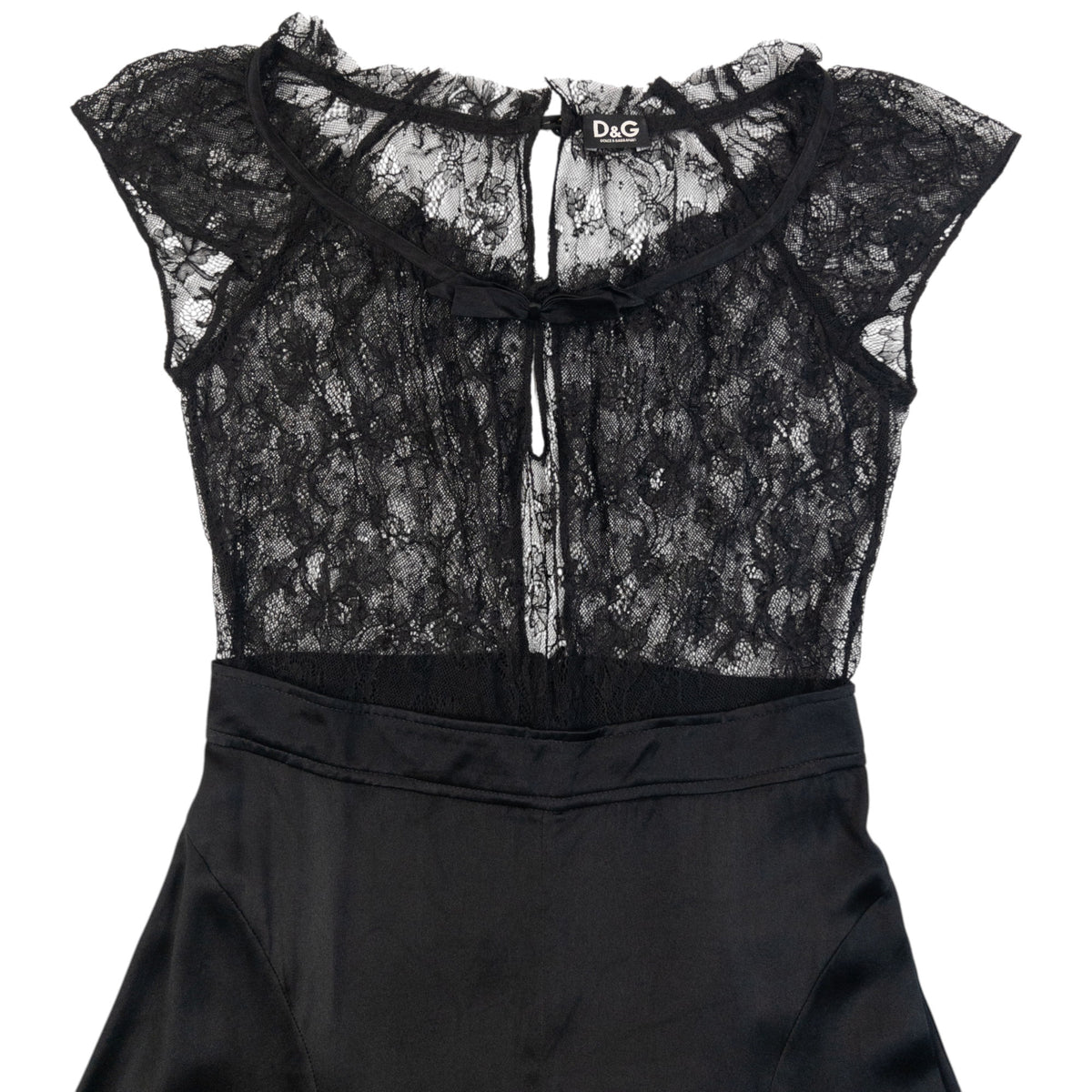 Vintage 2000s Dolce & Gabbana Lace Top Silk Dress Womens Size S